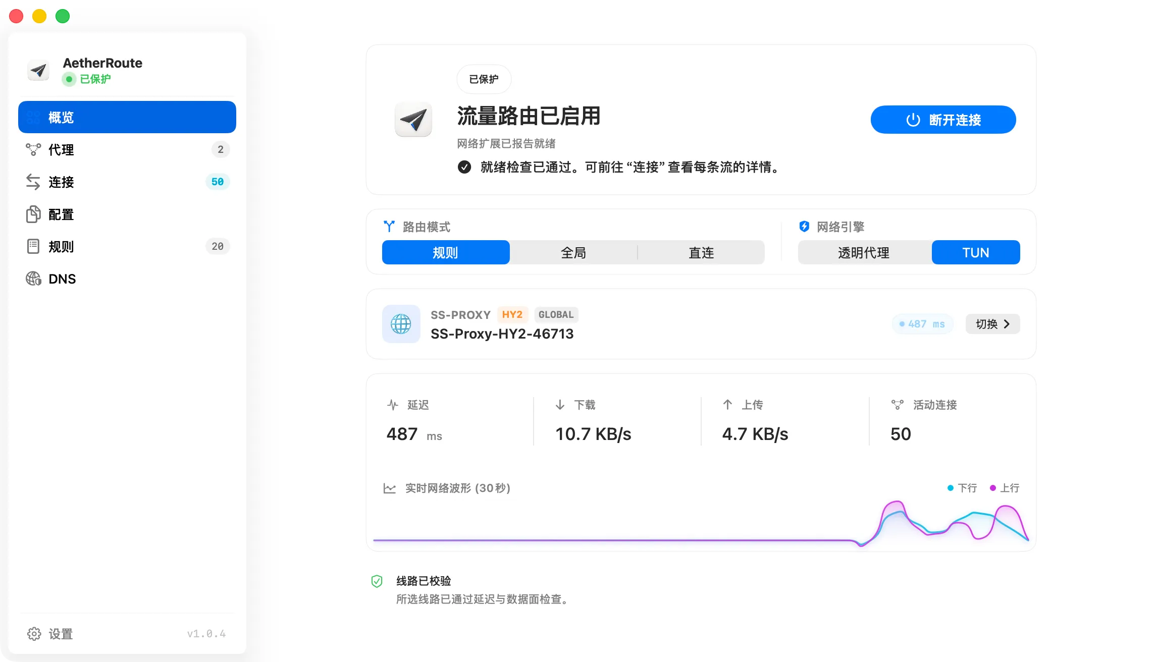 AetherRoute — 连接概览